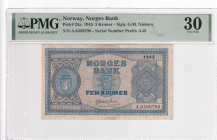 Norway, 5 Kroner, 1945, VF, p25a