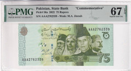 Pakistan, 75 Rupees, 2022, UNC, p56a