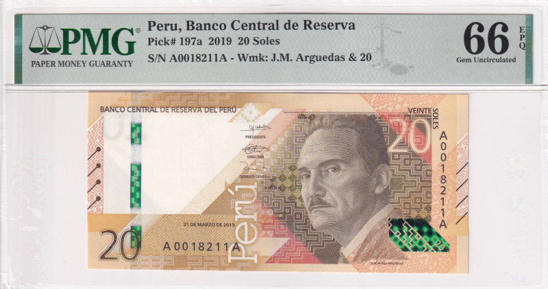 Peru, 20 Soles, 2019, UNC, p197a

PMG 66 EPQ

Estimate: USD 30-60