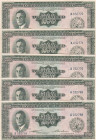Philippines, 200 Pesos, 1949, UNC, p140, (Total 5 consecutive banknotes)