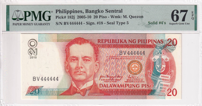 Philippines, 20 Piso, 2005/2010, UNC, p182j

PMG 67 EPQ, High condition , SOLI...