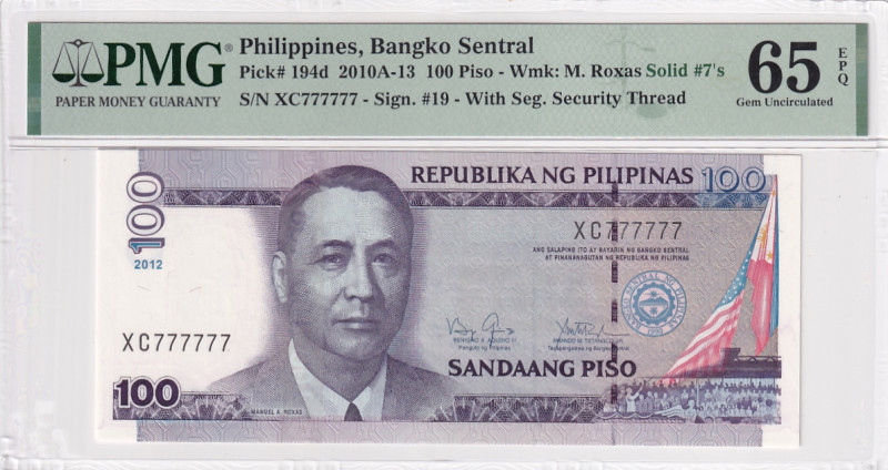 Philippines, 100 Piso, 2012, UNC, p194d

PMG 65 EPQ, SOLID 7's

Estimate: US...