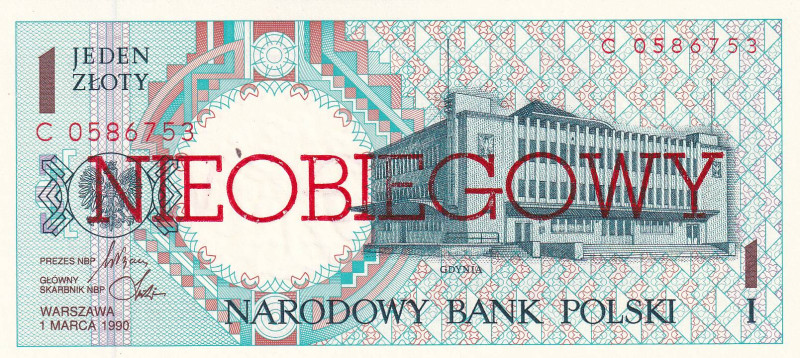 Poland, 1 Zloty, 1990, UNC, p164a

Cancelled note with overprint "NIEOBIEGOWY"...