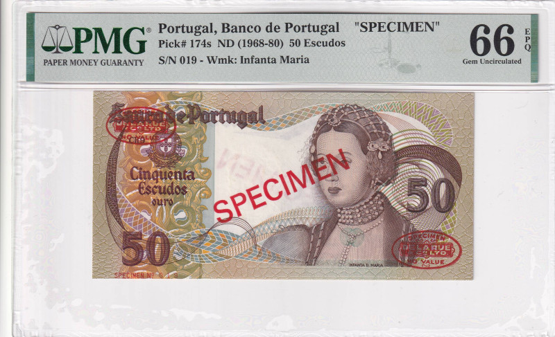 Portugal, 50 Escudos, 1968/1980, UNC, p174s, SPECIMEN

PMG 66 EPQ

Estimate:...