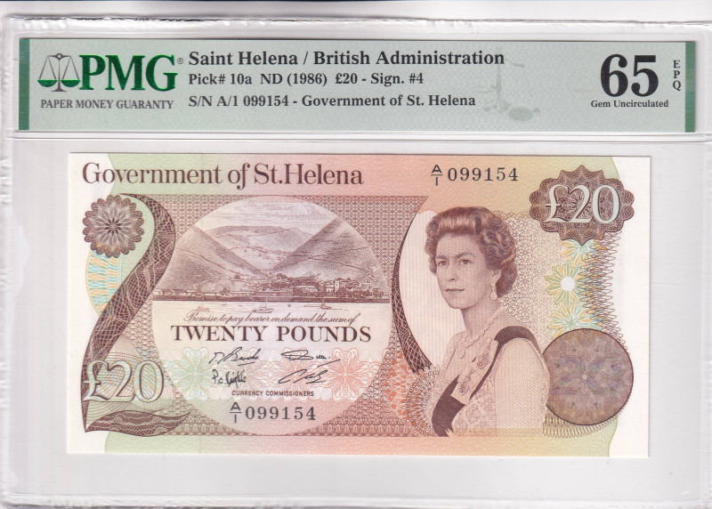 Saint Helena, 20 Pounds, 1986, UNC, p10a

PMG 65 EPQ, Queen Elizabeth II Portr...