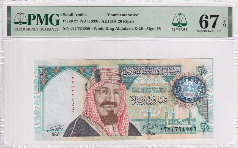 Saudi Arabia, 20 Riyals, 1999, UNC, p27

PMG 67 EPQ, High condition , Commemor...