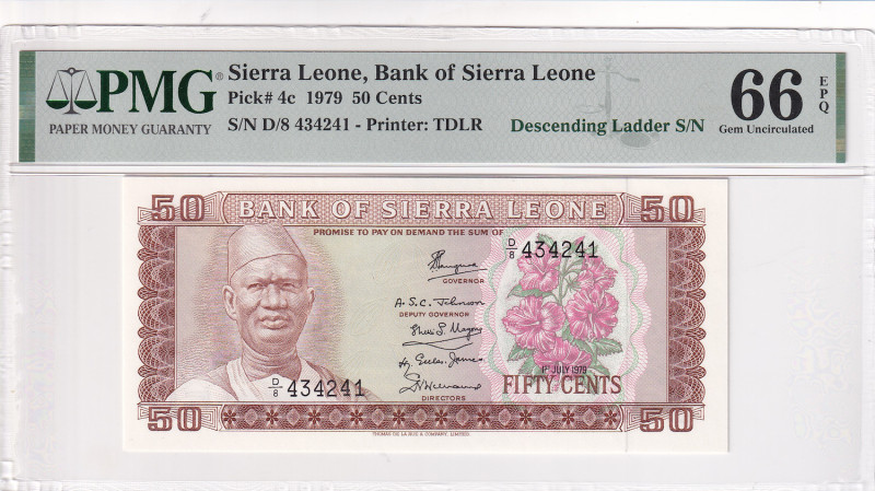 Sierra Leone, 50 Cents, 1979, UNC, p4c

PMG 66 EPQ

Estimate: USD 25-50