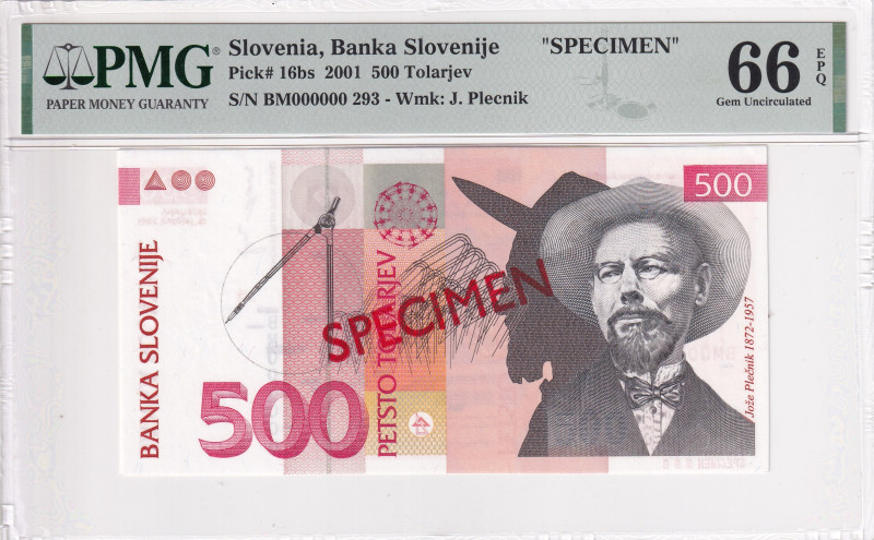 Slovenia, 500 Tolarjev, 2001, UNC, p16bs, SPECIMEN

PMG 66 EPQ

Estimate: US...