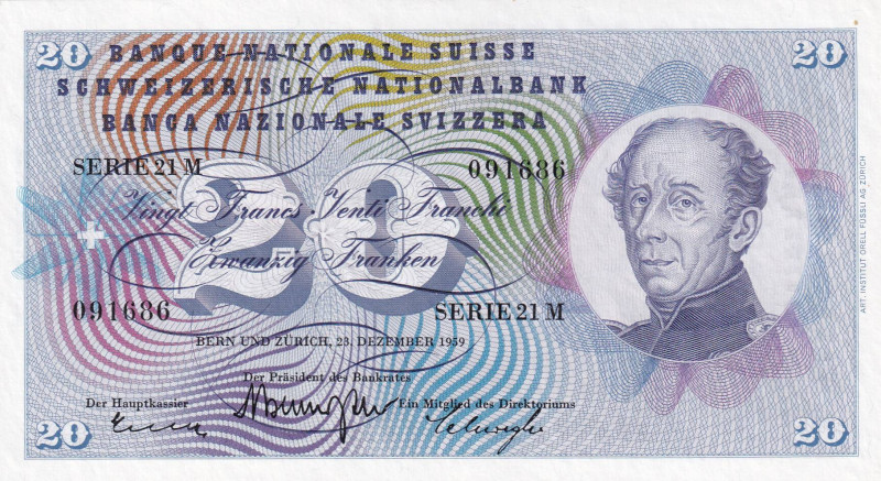 Switzerland, 20 Franken, 1959, UNC, p46g

Estimate: USD 20-40