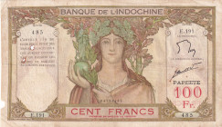 Tahiti, 100 Francs, 1939/1965, FINE, p14d