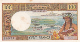 Tahiti, 100 Francs, 1969, AUNC, p23