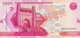 Uzbekistan, 2.000 Som, 2021, UNC, p87s, SPECIMEN