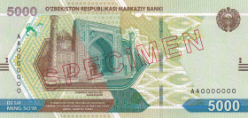 Uzbekistan, 5.000 Som, 2021, UNC, p88s, SPECIMEN