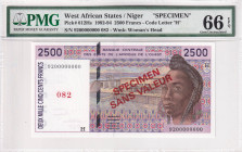 West African States, 2.500 Francs, 1992/1994, UNC, p612Hs, SPECIMEN