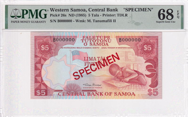 Western Samoa, 5 Tala, 1985, UNC, p26s, SPECIMEN

PMG 68 EPQ, High Condition ...