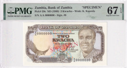 Zambia, 2 Kwacha, 1989, UNC, p29s, SPECIMEN