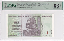 Zimbabwe, 50 Trillion Dollars, 2008, UNC, p90, REPLACEMENT