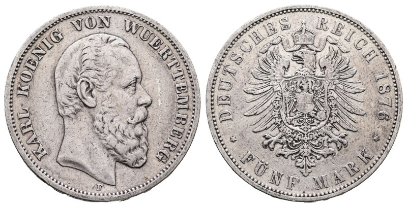 Germany. Württemberg AD 1876. 
5 Mark 1876

 mm, 27,7 g



Very Fine