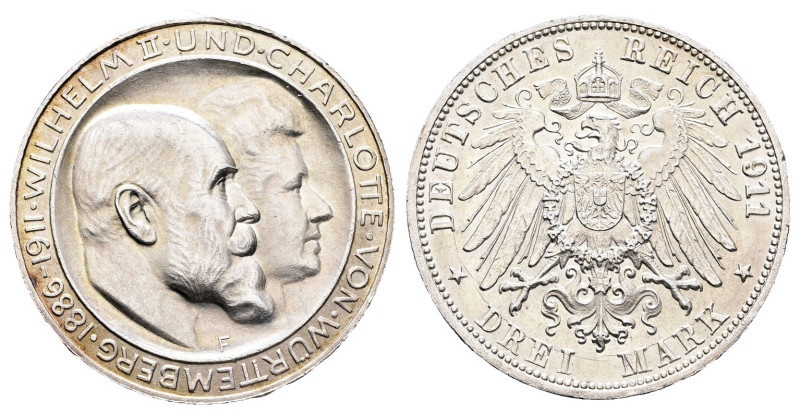 Germany. Württemberg AD 1911. Silver Wedding
3 Mark 1911

 mm, 16,7 g



...