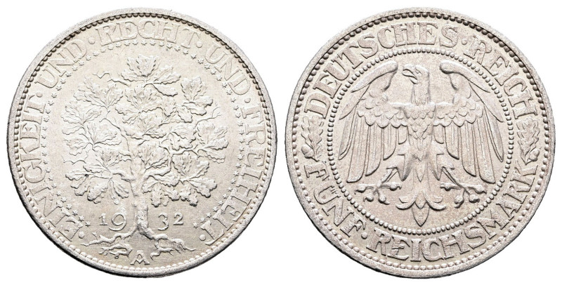 Germany. AD 1932. 
5 Reichsmark 1932 A

 mm, 27,7 g



Nearly Uncirculate...