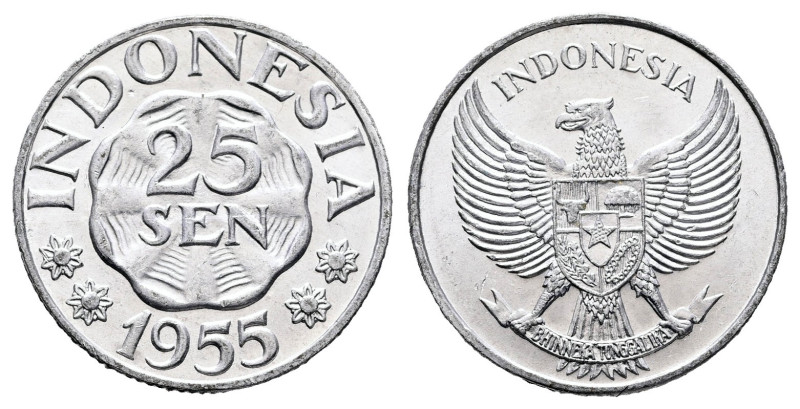 Indonesia. AD 1955. 
25 Sen

 mm, 2,2 g



Uncirculated