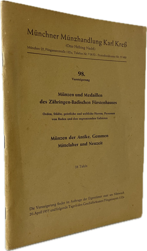 Kress, K., München. Auktion 98 vom 20.04.1955.


Münzen und Medaillen des Zäh...