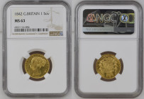 GREAT BRITAIN Queen Victoria (1837-1901) Sovereign 1842 (REVERSE SHIELD) gold Gr.7,98. Spink 3852 Marsh 25; Mintage 4.865.375. NGC MS63 (n.6321116-006...