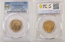 GREAT BRITAIN Queen Victoria (1837-1901) Sovereign 1854 (REVERSE SHIELD) gold Gr.7,98. Spink 3852D Marsh 37; Mintage 3.589.611. PCGS MS62+ (n.39088160...