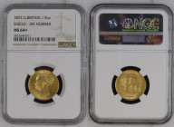 GREAT BRITAIN Queen Victoria (1837-1901) Sovereign 1872 (REVERSE SHIELD DIE NUMBER 39) gold Gr.8. Spink 3853B Marsh 55; Mintage 8.767.250. NGC MS64+ (...