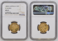 AUSTRALIA Queen Victoria (1837-1901) Sovereign 1885 M (REVERSE SAINT GEORGE) gold Gr.8. Spink 3857A Marsh 107; Mintage 2.957.000 MELBOURNE. NGC MS63 (...