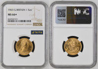 GREAT BRITAIN Queen Elizabeth II (1952-2022) Sovreign 1963 gold Gr.8. Spink 4125; Marsh 301; Mintage 7.400.000 LONDON. NGC MS66+ (n.6643549-011) TOP G...
