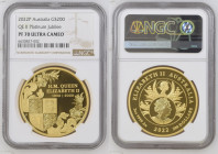 AUSTRALIA Queen Elizabeth II (1952-2022) 200 Dollars 2022 gold Gr.62,2. Mintage 200 Limited Edition PERTH. NGC PF70 (n.6630827-002) QE II Platinum Jub...