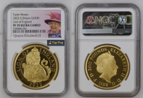 GREAT BRITAIN Queen Elizabeth II (1952-2022) 200 Pounds 2022 “The Royal Tudor Beasts” gold Gr.62,2. Mintage 181 Limited Edition LONDON. NGC PF70 ULTRA...