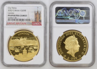 GREAT BRITAIN Queen Elizabeth II (1952-2022) 200 Pounds 2022 series City Views London” gold Gr.62,2. Mintage 256 Limited Edition LONDON. NGC PF69 ULTR...