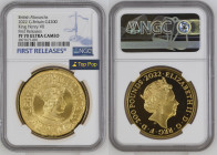 GREAT BRITAIN Queen Elizabeth II (1952-2022) 200 Pounds 2022 “British Monarchs Series” gold Gr.62,2. Mintage 195 Limited Edition LONDON. NGC PF70 ULTR...