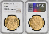 PERU Republic (1822-present) 100 Soles 1959 gold Gr.46,80. FR78; KM231; Mintage 4.710 LIMA. NGC MS65 (n.6770475-005)