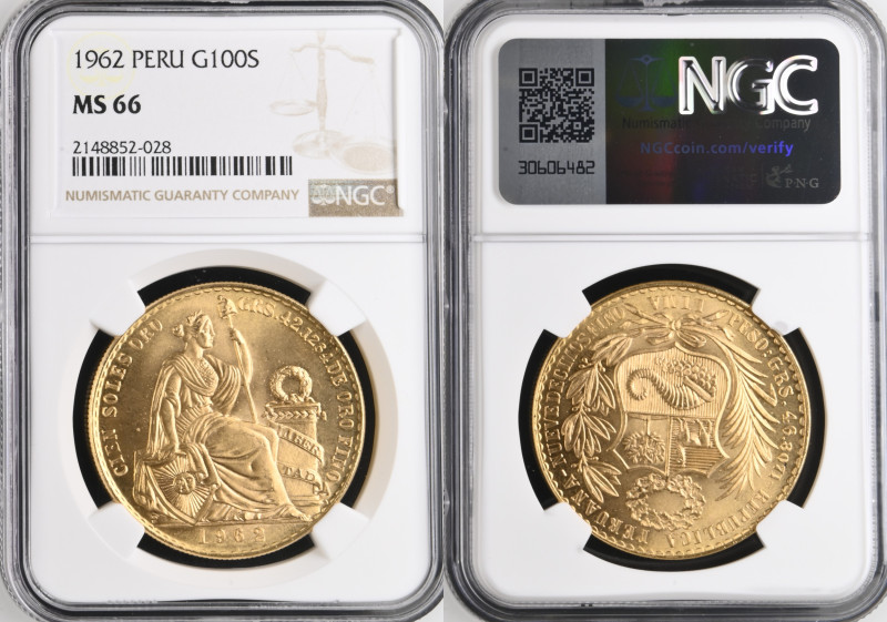 PERU Republic (1822-present) 100 Soles 1962 gold Gr.46,80. FR78; KM231; Mintage ...
