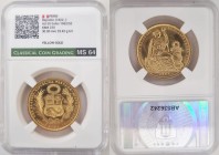 PERU Republic (1822-present) 50 Soles 1962/1952 gold Gr.22,40. FR79; KM230; Mintage 3.319 LIMA. CNG MS64 (n.AB536242) Yellow Gold PL SURFACE.