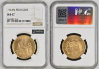 PERU Republic (1822-present) 50 Soles 1963/2 gold Gr.22,40. FR79; KM230; Mintage 3.089 LIMA. NGC MS67 (n.6642687-014) TOP GRADE ONLY ONE IN THIS GRADE