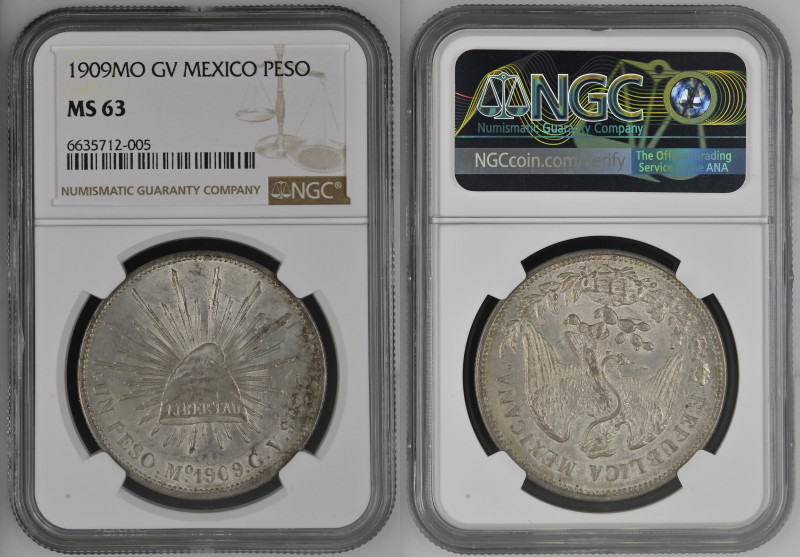 MEXICO Federal Republic (1823-1905) Peso 1908MO GV silver Gr.27,07. KM409.2; Min...