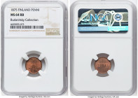 Russian Duchy. Alexander II 4-Piece Lot of Certified Penni NGC, 1) Penni 1875 MS64 Red and Brown NGC, KM1.2 2) Penni 1874 MS63 Brown NGC, KM1.2 3) Pen...