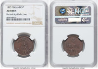 Russian Duchy. Alexander II 3-Piece Lot of Assorted Pennia Issues NGC, 1) 5 Pennia 1875 AU58 Brown NGC, KM4.2 2) 10 Pennia 1867 AU55 Brown NGC, KM5.1 ...