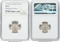 Alexander II 10 Kopecks 1871 CПБ-HI MS63 NGC, St. Petersburg mint, KM-Y20a.2, Bit-255. HID09801242017 © 2024 Heritage Auctions | All Rights Reserved...