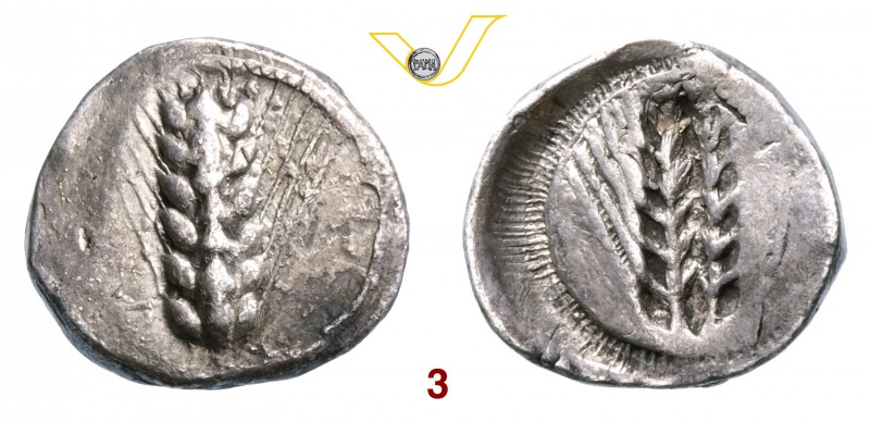 LUCANIA - Metapontum (470-440 a.C.) Statere. D/ Spiga di grano con sei chicchi R...