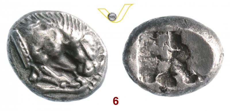 LUCANIA - Velia (535-465 a.C.) Dracma. D/ Protome leonina che divora una zampa d...