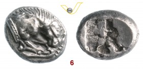LUCANIA - Velia (535-465 a.C.) Dracma. D/ Protome leonina che divora una zampa di cervo R/ Punzone incuso. HN Italy 1259 Ag g 3,83 q.SPL