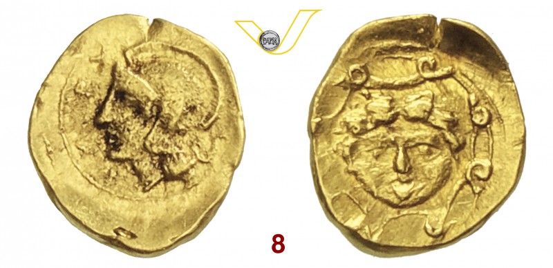 SICILIA - Syracusae (406 a.C.) 10 Litre. D/ Testa elmata di Atena R/ Egida con l...