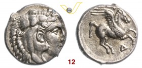 ILLYRIA - Dyrrachium (275-270 a.C.) Emidramma (?). D/ Testa di Eracle con pelle leonina R/ Pegaso. SNG Cop. 433 Ag g 2,48 q.SPL