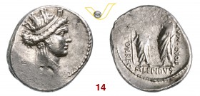 AEMILIA - M. Aemilius Lepidus (61 a.C.) Denario. B. 23 Syd. 831 Cr. 419/2 A.V. 68 Ag g 3,99 Molto rara • Debolezza di conio SPL