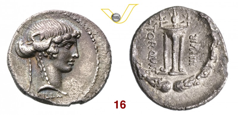 MANLIA - L. Manlius Torquatus (65 a.C.) Denario. D/ Testa della Sibilla a d. R/ ...